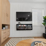 Brauer Living Pods - Living Room TV and Fireplace